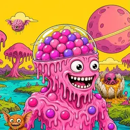 Oozlings #5945, Gumball Brain · Turquoise Swamp