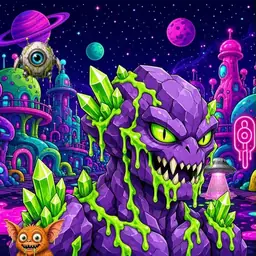 Oozlings #5952, Crystal Rock · Neon City
