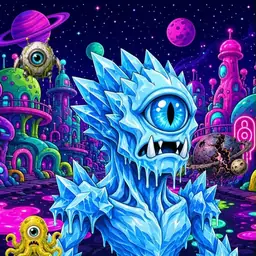 Oozlings #5958, Ice Cyclops · Neon City