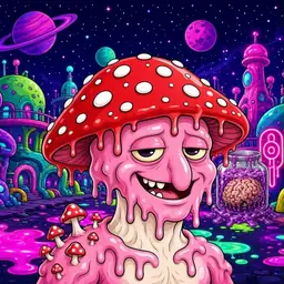 Oozlings #5962, Mushroom Head · Neon City
