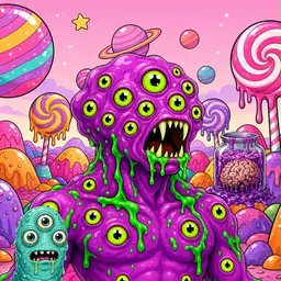 Oozlings #5963, Mutated Eyeball Cluster · Candy Planet
