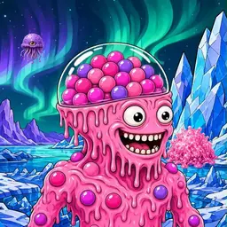 Oozlings #5965, Gumball Brain · Aurora Ice