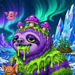 Oozlings #5966, Slime Sloth · Aurora Ice