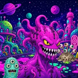 Oozlings #5969, Squid · Neon City