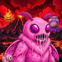Oozlings #598, Mutant Moth · Lava Fields