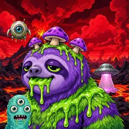 Oozlings #5983, Slime Sloth · Lava Fields
