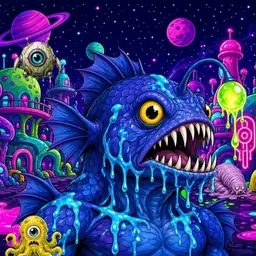Oozlings #5987, Anglerfish · Neon City