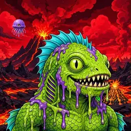 Oozlings #5989, Swamp Fish · Lava Fields