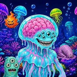 Oozlings #5998, Jellyfish Brain · Glow Reef
