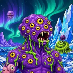 Oozlings #5999, Eyeball Cluster · Aurora Ice