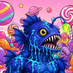 Oozlings #60, Anglerfish · Candy Planet