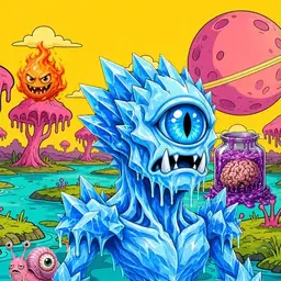 Oozlings #600, Ice Cyclops · Turquoise Swamp