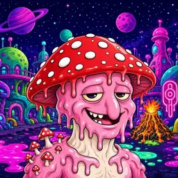 Oozlings #6002, Mushroom Head · Neon City