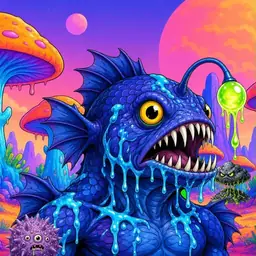 Oozlings #6009, Anglerfish · Mushroom Desert