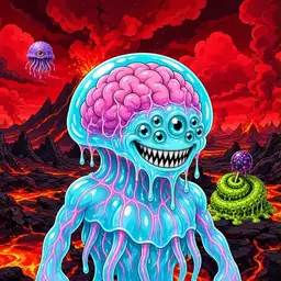 Oozlings #6012, Jellyfish Brain · Lava Fields