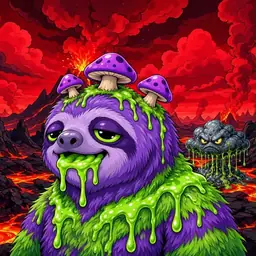 Oozlings #602, Slime Sloth · Lava Fields
