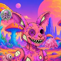 Oozlings #6021, Mutated Zombie Bunny · Mushroom Desert