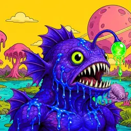 Oozlings #6025, Mutated Anglerfish · Turquoise Swamp