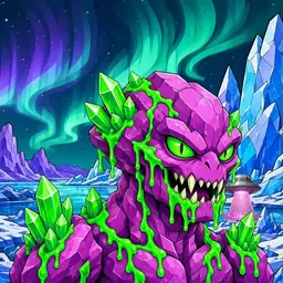 Oozlings #6028, Mutated Crystal Rock · Aurora Ice