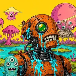 Oozlings #6029, Rusty Robot · Turquoise Swamp