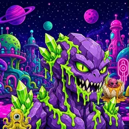 Oozlings #604, Crystal Rock · Neon City
