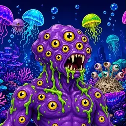 Oozlings #6040, Eyeball Cluster · Glow Reef