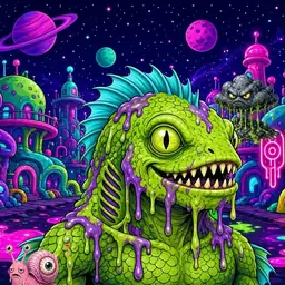 Oozlings #6045, Swamp Fish · Neon City