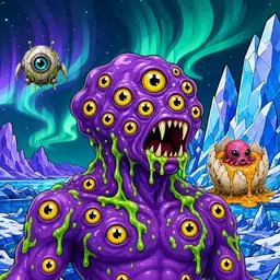 Oozlings #6046, Eyeball Cluster · Aurora Ice