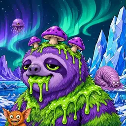 Oozlings #6057, Slime Sloth · Aurora Ice