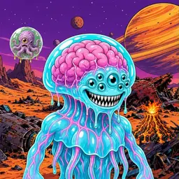 Oozlings #606, Jellyfish Brain · Ship Junkyard