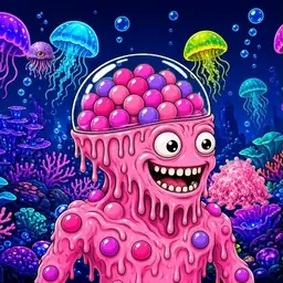 Oozlings #6062, Gumball Brain · Glow Reef