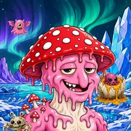 Oozlings #6065, Mushroom Head · Aurora Ice