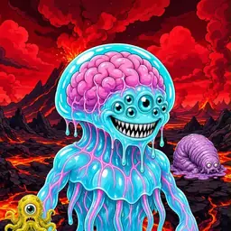 Oozlings #6073, Jellyfish Brain · Lava Fields