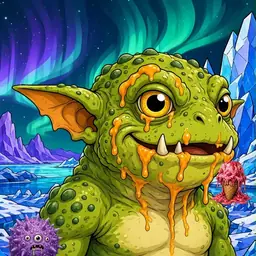 Oozlings #6076, Toad Goblin · Aurora Ice