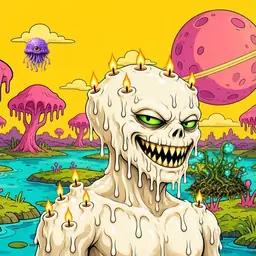 Oozlings #608, Candle Wax · Turquoise Swamp