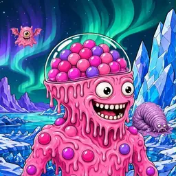 Oozlings #6083, Gumball Brain · Aurora Ice