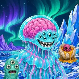 Oozlings #6091, Jellyfish Brain · Aurora Ice