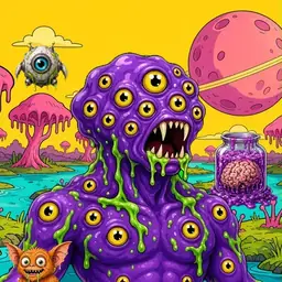 Oozlings #6095, Eyeball Cluster · Turquoise Swamp