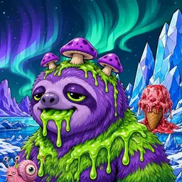 Oozlings #6103, Slime Sloth · Aurora Ice