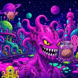 Oozlings #6105, Squid · Neon City