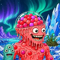 Oozlings #6119, Mutated Gumball Brain · Aurora Ice