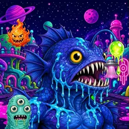 Oozlings #6122, Anglerfish · Neon City