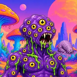 Oozlings #613, Eyeball Cluster · Mushroom Desert