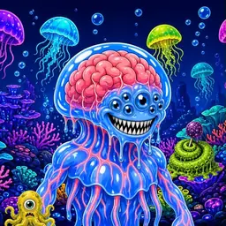 Oozlings #6135, Mutated Jellyfish Brain · Glow Reef