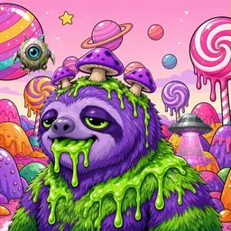 Oozlings #6138, Slime Sloth · Candy Planet