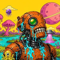 Oozlings #6141, Rusty Robot · Turquoise Swamp