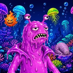 Oozlings #615, Mutated Slug · Glow Reef
