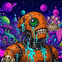 Oozlings #6160, Rusty Robot · Neon City