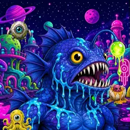 Oozlings #6163, Anglerfish · Neon City