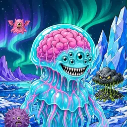 Oozlings #6181, Jellyfish Brain · Aurora Ice